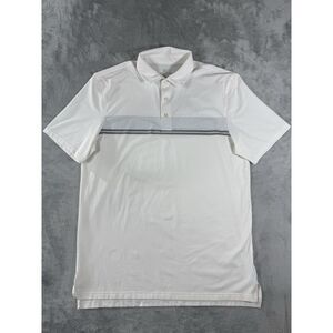 Southern Tide Shirt Mens Large Grey White Striped Performance Golf Polo
